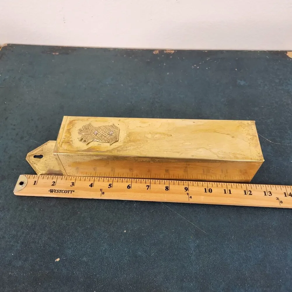 Brass Pineapple Long Match Box Holder Tropical Beach House Decor